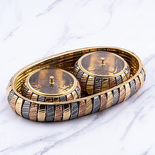 Brasshouse Brass Kitchen Tray with Two Containers - 1 Pc